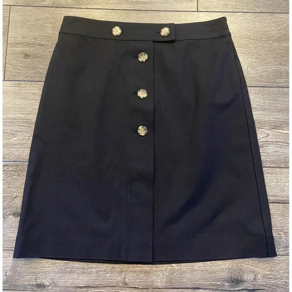 Lafayette 148 Skirt Straight Pencil Black Button Front Size 6 - Picture 1 of 4